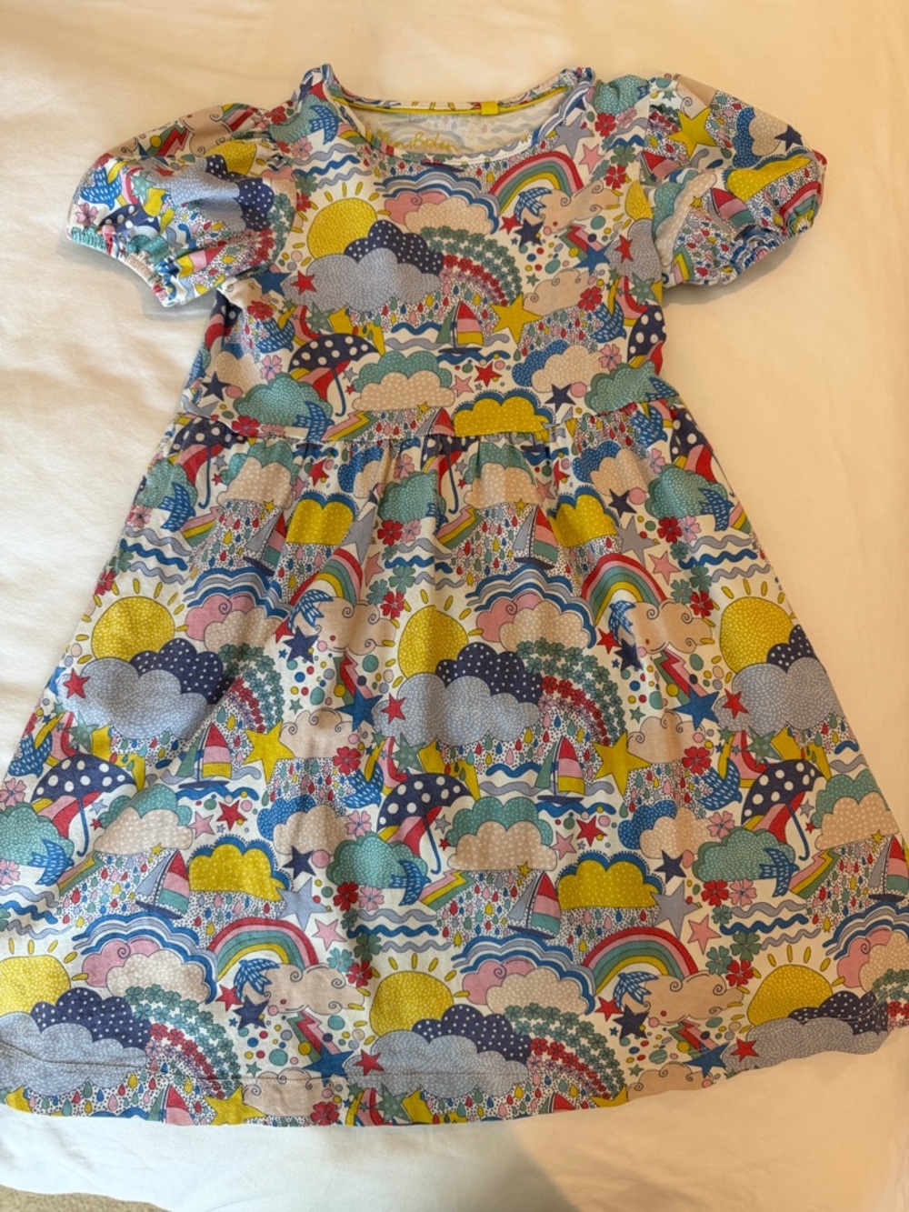 Mini Boden Multicolor Rainbow, Sun & Star Print Dress